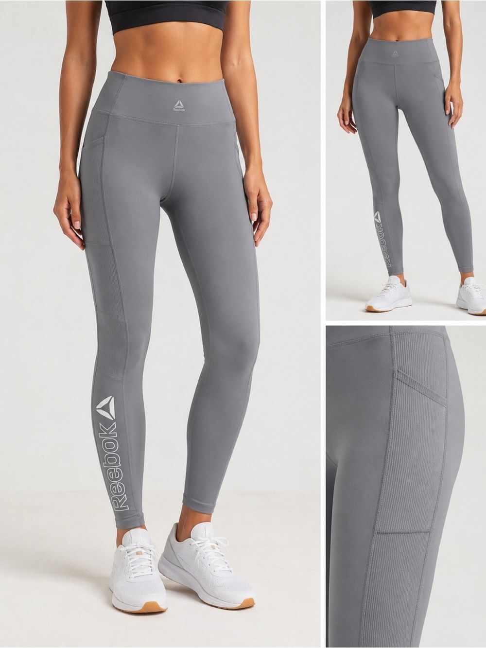 Reebok Leggings Women's Gray Yoga Workout Activewear Gym Pants Size XXL